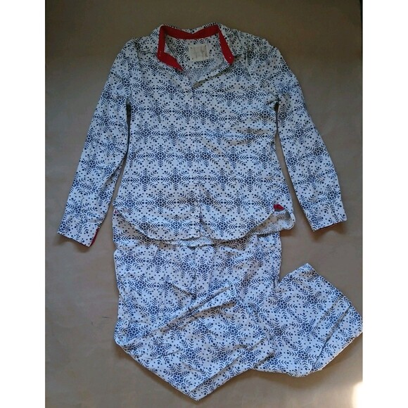 Victoria's Secret 2-Piece Pajama Set Size L Snowflakes Winter Holidays - Picture 1 of 12